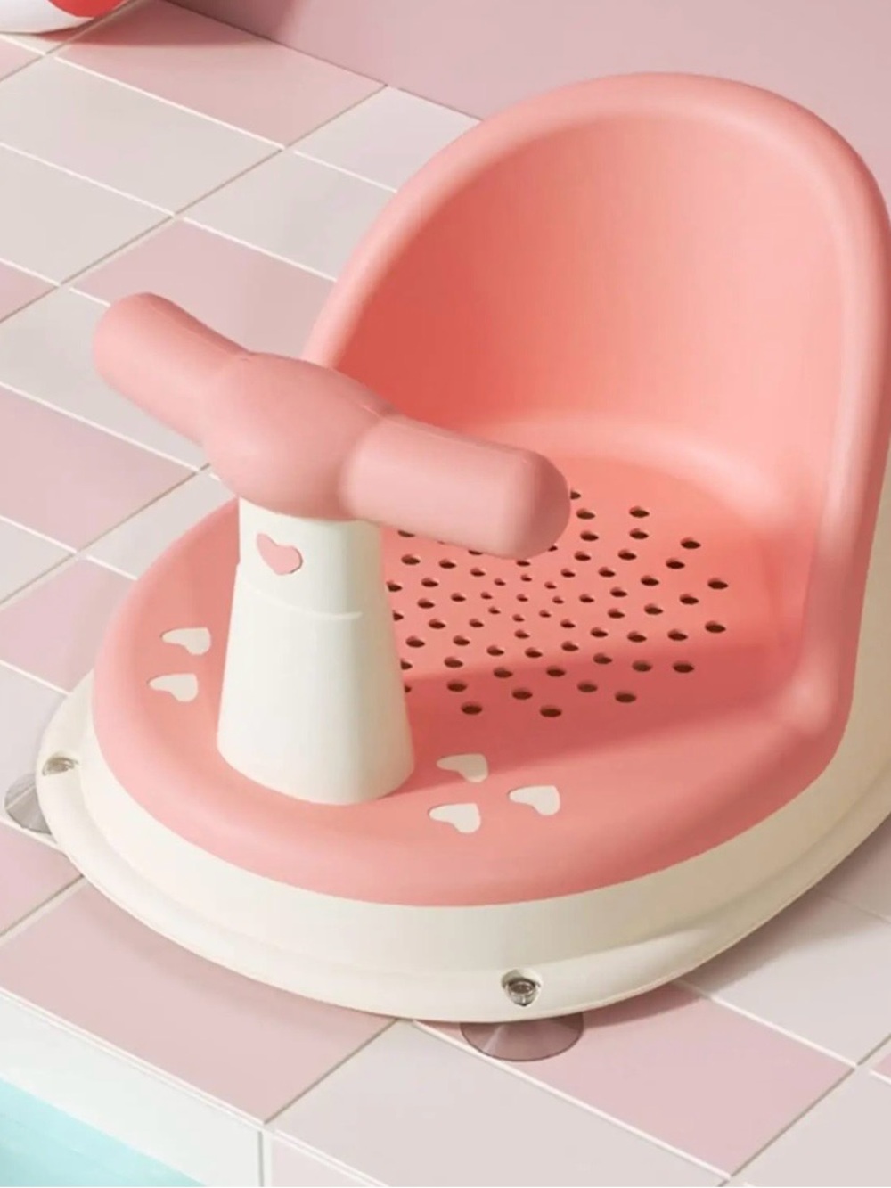 Baby Bath Seat with Heart Drain in Blue - Unbranded